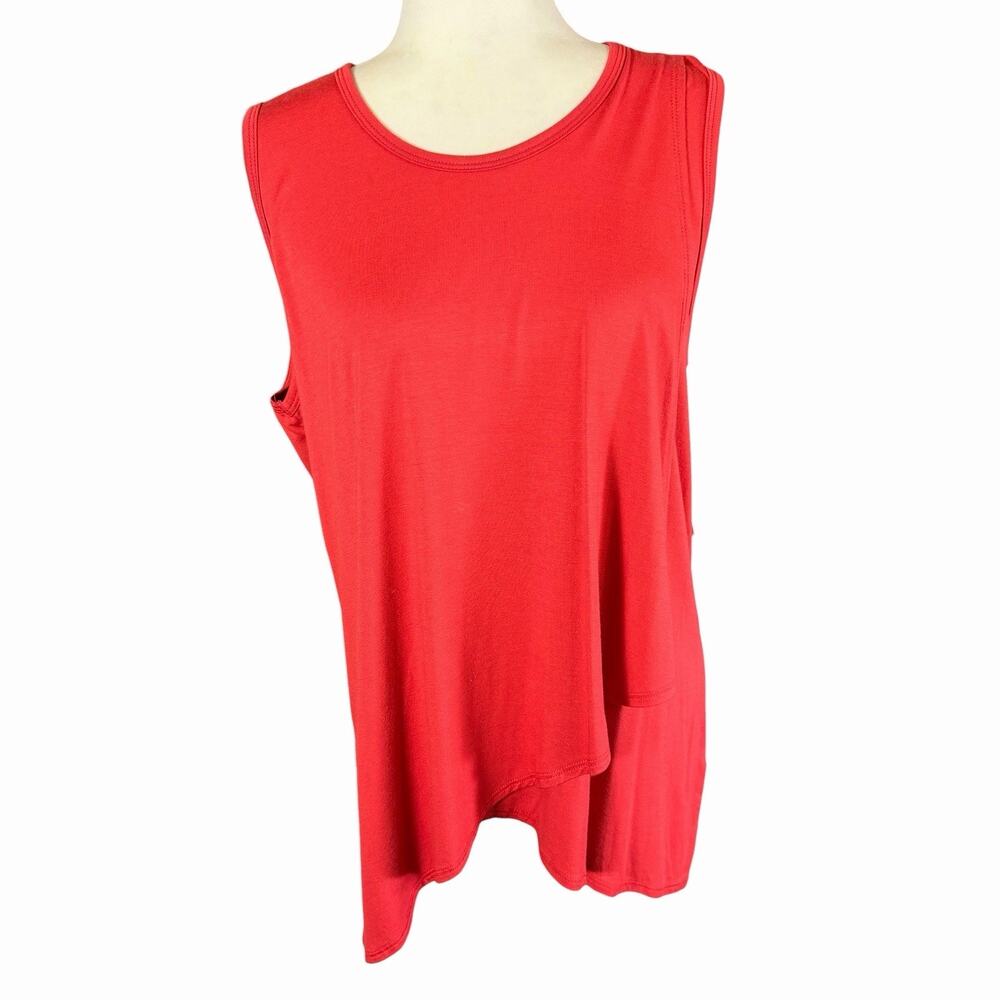 Karen Kane Women's Wild Flower Overlay Tank Tomato Red XL Coastal Colorful NWT